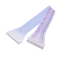 Conector macho XH 2,54 mm 12 pinos dupla cabe&ccedil;a mesmo sentido com fios 1007 26 AWG vermelho e branco 10 cm