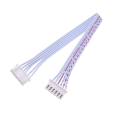 Conector macho XH 2,54 mm 6 pinos dupla cabe&ccedil;a no mesmo sentido, fios vermelho e branco 1007 26AWG 20 cm