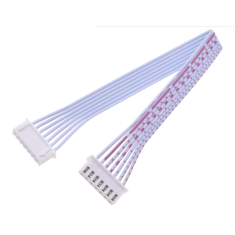 Conector macho XH 2,54 mm 7 pinos, dupla cabe&ccedil;a mesma dire&ccedil;&atilde;o, fios 1007 26AWG vermelho e branco 20 cm