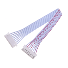 Conector macho XH 2,54 mm 8 pinos, dupla cabe&ccedil;a mesma orienta&ccedil;&atilde;o, fios 1007 26 AWG (vermelho e branco) 20 cm