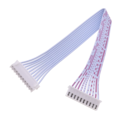 Conector XH 2,54 mm 10 pinos macho de dupla cabe&ccedil;a, mesma dire&ccedil;&atilde;o, fios vermelho e branco 1007 26 AWG 20 cm