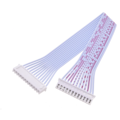 Conector macho JST XH 2,54 mm 12 pinos, dupla cabe&ccedil;a na mesma dire&ccedil;&atilde;o, fios vermelho e branco 1007 26 AWG 20 cm