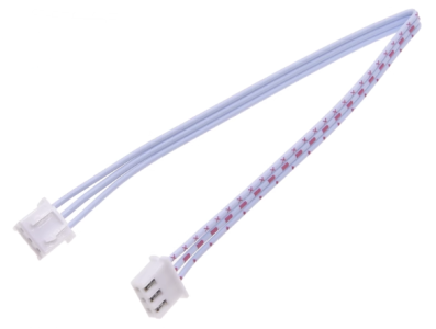 Conector macho JST XH 2,54 mm 3 pinos de dupla extremidade com mesma orienta&ccedil;&atilde;o, cabo 1007 26 AWG 30 cm vermelho e branco - Imagem 1