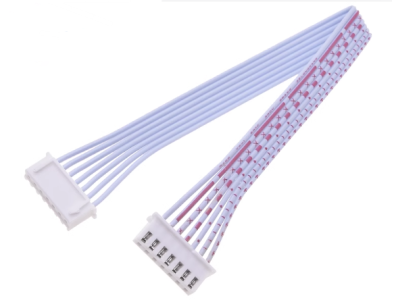 Conector macho XH 2,54 mm 7 pinos de dupla cabe&ccedil;a mesma dire&ccedil;&atilde;o com fios 1007 26 AWG vermelho e branco 30 cm - Imagem 1