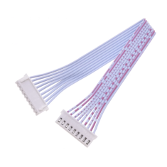 Conector XH 2,54 mm 9 pinos macho dupla cabe&ccedil;a mesma dire&ccedil;&atilde;o, fios 1007 26AWG vermelho e branco 30 cm