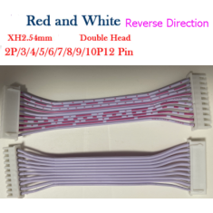 Conector macho XH 2,54 mm 12 pinos, dupla ponta sentido reverso, fios 1007 26AWG vermelho e branco 20 cm