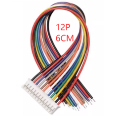 Conector macho PH 2.0 mm 12 pinos com fio 1007 26 AWG, comprimento 6 cm