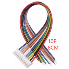 Conector PH 2.0 mm 10 pinos macho com cabo 1007 26 AWG 8 cm