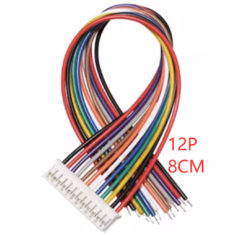 Conector plug macho PH 2.0 mm 12 pinos, cabe&ccedil;a &uacute;nica, fios 1007 26 AWG 8 cm