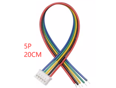 Conector macho PH 2,0 mm 5 pinos, cabe&ccedil;a &uacute;nica, com fio 1007 26 AWG de 20 cm - Imagem 1