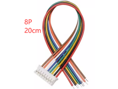 Conector macho PH 2,0 mm 8 pinos de cabe&ccedil;a &uacute;nica com fio 1007 26 AWG 20 cm - Imagem 1