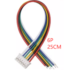 Conector macho PH 2,0 mm 6 pinos, cabe&ccedil;a &uacute;nica, com fio 1007 26 AWG 25 cm