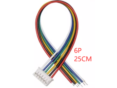 Conector macho PH 2,0 mm 6 pinos, cabe&ccedil;a &uacute;nica, com fio 1007 26 AWG 25 cm - Imagem 1