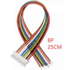 Conector macho PH 2,0 mm 8 pinos de extremidade &uacute;nica com cabo 1007 26 AWG 25 cm