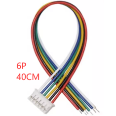 Conector macho JST PH 2,0 mm 6 pinos com fio 1007 26 AWG 40 cm