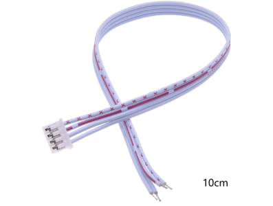 Conector PH 2.0 mm macho 4 pinos, fios 26AWG (1007) 10 cm, vermelho e branco - Imagem 1