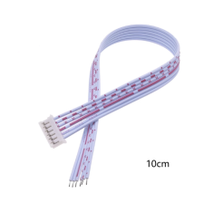 Conector PH 2,0 mm macho 6 pinos, cabo 1007 26 AWG 10 cm, fios vermelho e branco