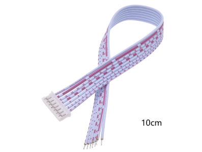 Conector macho PH 2,0 mm 7 pinos, cabo 26 AWG (1007) 10 cm, vermelho e branco - Imagem 1