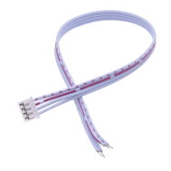 Conector macho PH 2.0 mm 4 pinos, fios 1007 26AWG vermelho e branco, 15 cm