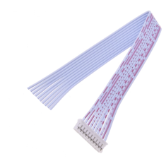 Conector macho PH 2,0 mm 10 pinos com fios 1007 26 AWG 30 cm, vermelho e branco