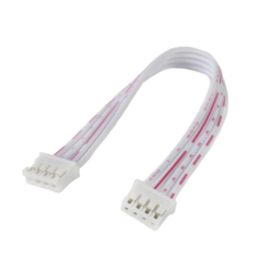 Conector PH 2.0mm 4 pinos macho dupla cabe&ccedil;a mesma dire&ccedil;&atilde;o, fios vermelho/branco 26AWG 1007 10 cm