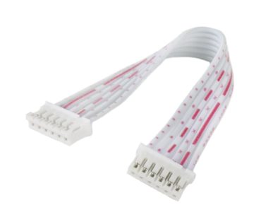 Conector macho PH 2.0 mm 6 pinos, dupla cabe&ccedil;a, mesma dire&ccedil;&atilde;o, com fios vermelho e branco 1007 26AWG 10 cm - Imagem 1