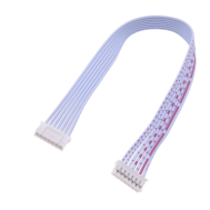 Conector plugue macho PH 2,0 mm 7 pinos dupla cabe&ccedil;a mesma dire&ccedil;&atilde;o com fios vermelho e branco 1007 26 AWG 10 cm