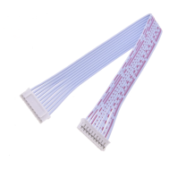 Conector macho PH 2,0 mm 10 pinos dupla cabe&ccedil;a mesma dire&ccedil;&atilde;o, fios vermelho e branco 1007 26AWG 10 cm