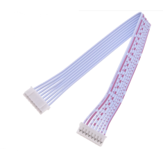 Conector macho PH 2,0 mm 8 pinos, dupla cabe&ccedil;a mesma dire&ccedil;&atilde;o, fios vermelho e branco 1007 26 AWG 15 cm