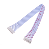 Conector macho PH 2,0 mm 8 pinos, dupla cabe&ccedil;a mesma dire&ccedil;&atilde;o, fios vermelho e branco 1007 26 AWG 15 cm