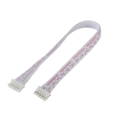 Conector JST PH 2.0 mm 5 pinos macho, dupla cabe&ccedil;a mesma dire&ccedil;&atilde;o, fios vermelho e branco 26AWG 1007 20 cm