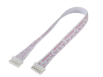 Conector JST PH 2.0 mm 5 pinos macho, dupla cabe&ccedil;a mesma dire&ccedil;&atilde;o, fios vermelho e branco 26AWG 1007 20 cm - Imagem 1