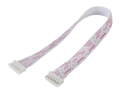 Conector PH 2.0 mm 6 pinos macho, dupla cabe&ccedil;a na mesma dire&ccedil;&atilde;o, cabos 1007 26AWG vermelho e branco 20 cm - Imagem 1
