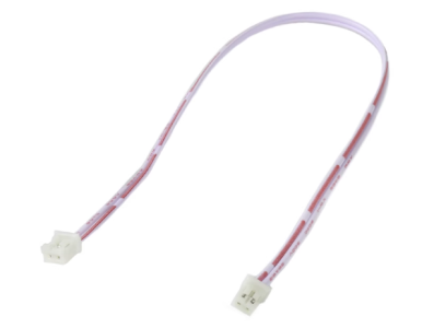 Conector macho PH 2.0 mm 2 pinos, dupla cabe&ccedil;a alinhada, fios vermelho e branco 1007 26AWG 30 cm - Imagem 1