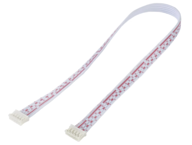 Conector macho PH 2,0 mm 5 pinos, dupla cabe&ccedil;a alinhada, fios vermelho e branco 1007 26 AWG 30 cm - Imagem 1