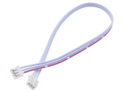 Conector PH 2.0 mm macho 3 pinos cabe&ccedil;a dupla mesma dire&ccedil;&atilde;o com fios 1007 26AWG 40 cm vermelho e branco - Imagem 1
