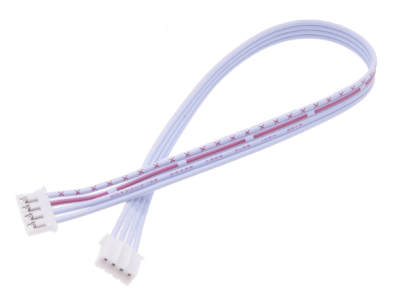 Conector macho PH 2.0mm 4 pinos dupla cabe&ccedil;a mesma dire&ccedil;&atilde;o, fios 1007 26 AWG vermelho e branco 40 cm - Imagem 1