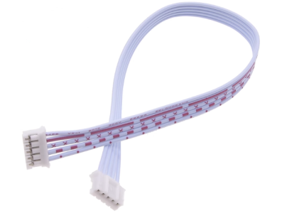 Conector macho PH 2,0 mm 5 pinos dupla cabe&ccedil;a mesmo sentido com fios vermelho e branco 26 AWG (1007) 40 cm - Imagem 1