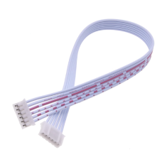 Conector macho PH 2,0 mm 6 pinos dupla cabe&ccedil;a mesma dire&ccedil;&atilde;o, cabo 2 fios vermelho e branco 26AWG 1007 40 cm