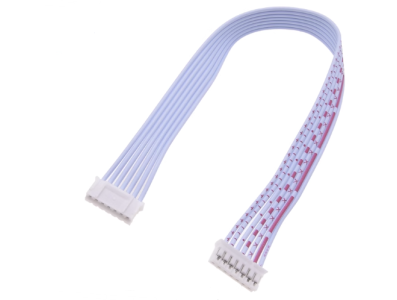 Conector PH 2.0 mm 7 pinos macho dupla cabe&ccedil;a mesma dire&ccedil;&atilde;o, fios vermelho e branco 1007 26AWG 40 cm - Imagem 1