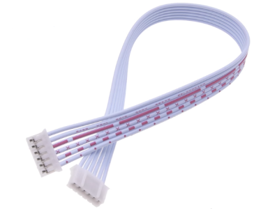 Conector plug macho PH 2,0 mm 6 pinos cabe&ccedil;a dupla mesma dire&ccedil;&atilde;o com fios vermelho e branco 26AWG 1007 50 cm - Imagem 1