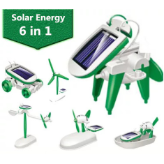 Kit Rob&oacute;tico Fa&ccedil;a Voc&ecirc; Mesmo 6 em 1 com energia solar, moinho, cachorrinho, aerobarco, avi&atilde;o, tanque e rob&ocirc; para crian&ccedil;as