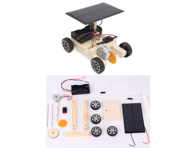 Kit Fa&ccedil;a Voc&ecirc; Mesmo Carro El&eacute;trico Solar em Madeira 4 Rodas - Imagem 1