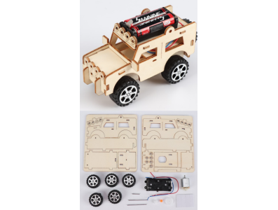Kit de Rob&oacute;tica DIY Carro Jeep em Madeira Educacional e Criativo - Imagem 1