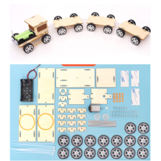 Kit Fa&ccedil;a voc&ecirc; mesmo Trem El&eacute;trico Pequeno de Madeira Motorizado