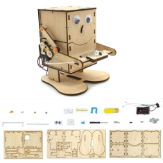 Kit DIY rob&ocirc; educativo de madeira criativo come-moedas