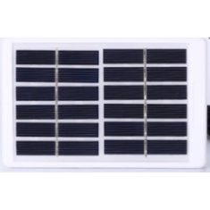 Painel fotovoltaico monocristalino 6V 1W em formato gota com moldura pl&aacute;stica e conector DC branco pequeno