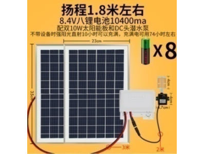 Pain&eacute;is solares 2x10W com bomba submers&iacute;vel DC, tubo de 3 m e 2 pain&eacute;is de vidro temperado - Imagem 1