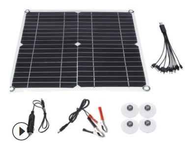 Painel solar monocristalino 18 V 1,1 A com dupla sa&iacute;da USB - Imagem 1