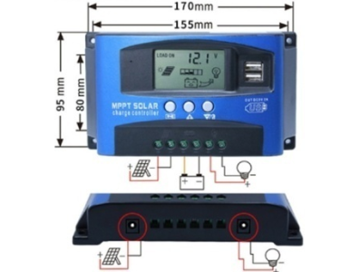Controlador de carga solar MPPT 60A 12/24V com display LCD e duas portas USB, regulador e carregador autom&aacute;tico - Imagem 7
